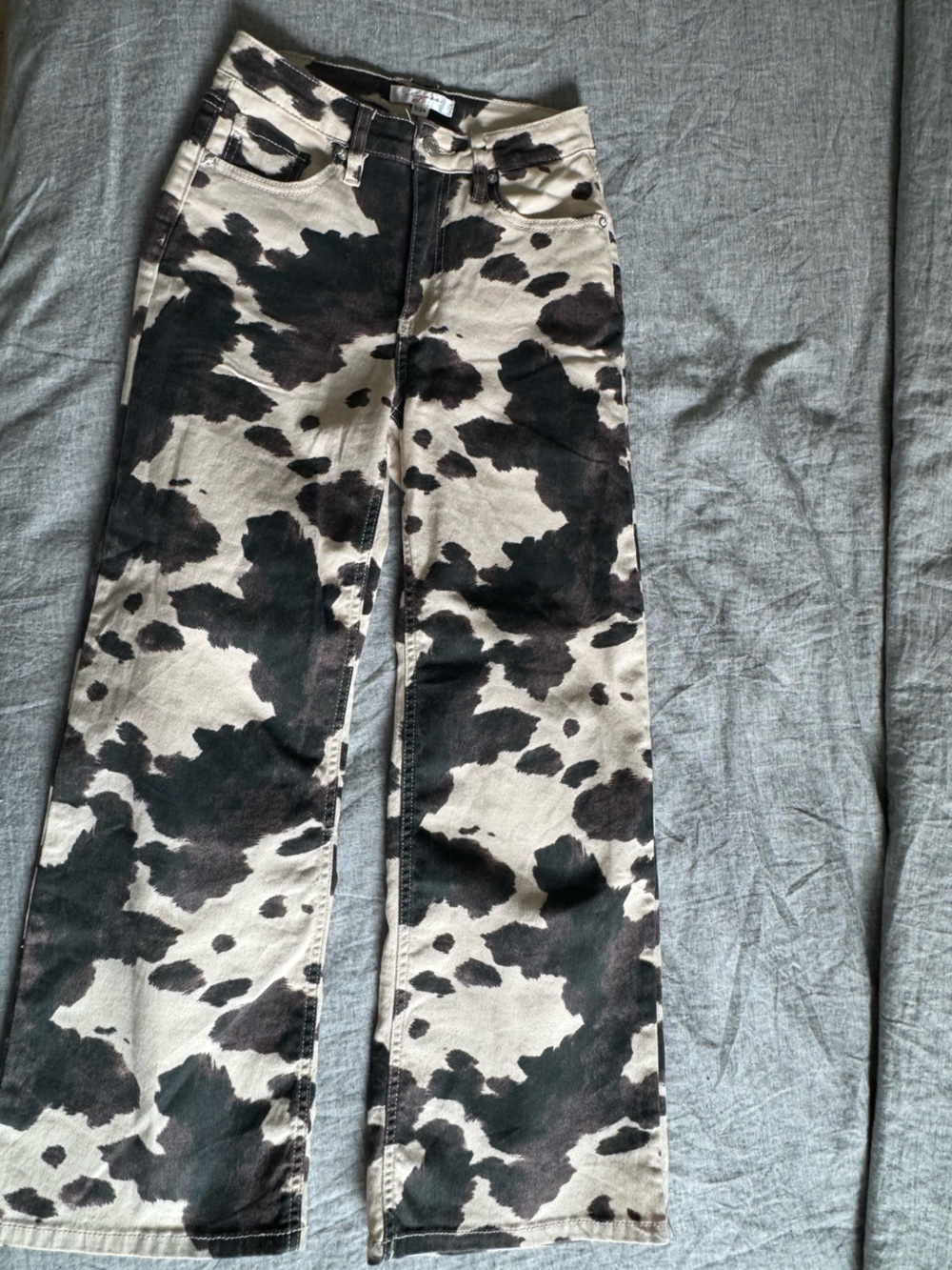 Vintage Cow Print Wideleg Jeans 0/24- Black and White